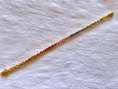 Rainbow Sapphire Tennis Solid 18K Bracelet - Mix shape