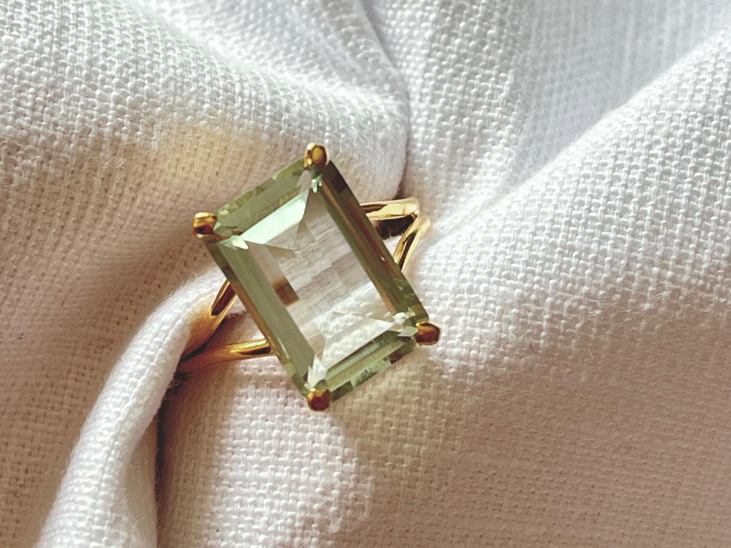 Green Amethyst 925 Silver Ring