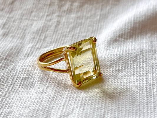 Lemon Quartz 925 Silver Ring