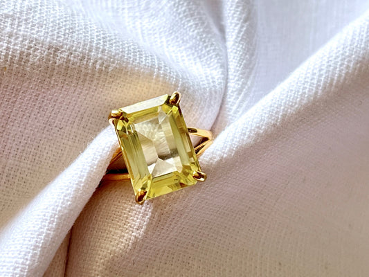 Lemon Quartz 925 Silver Ring