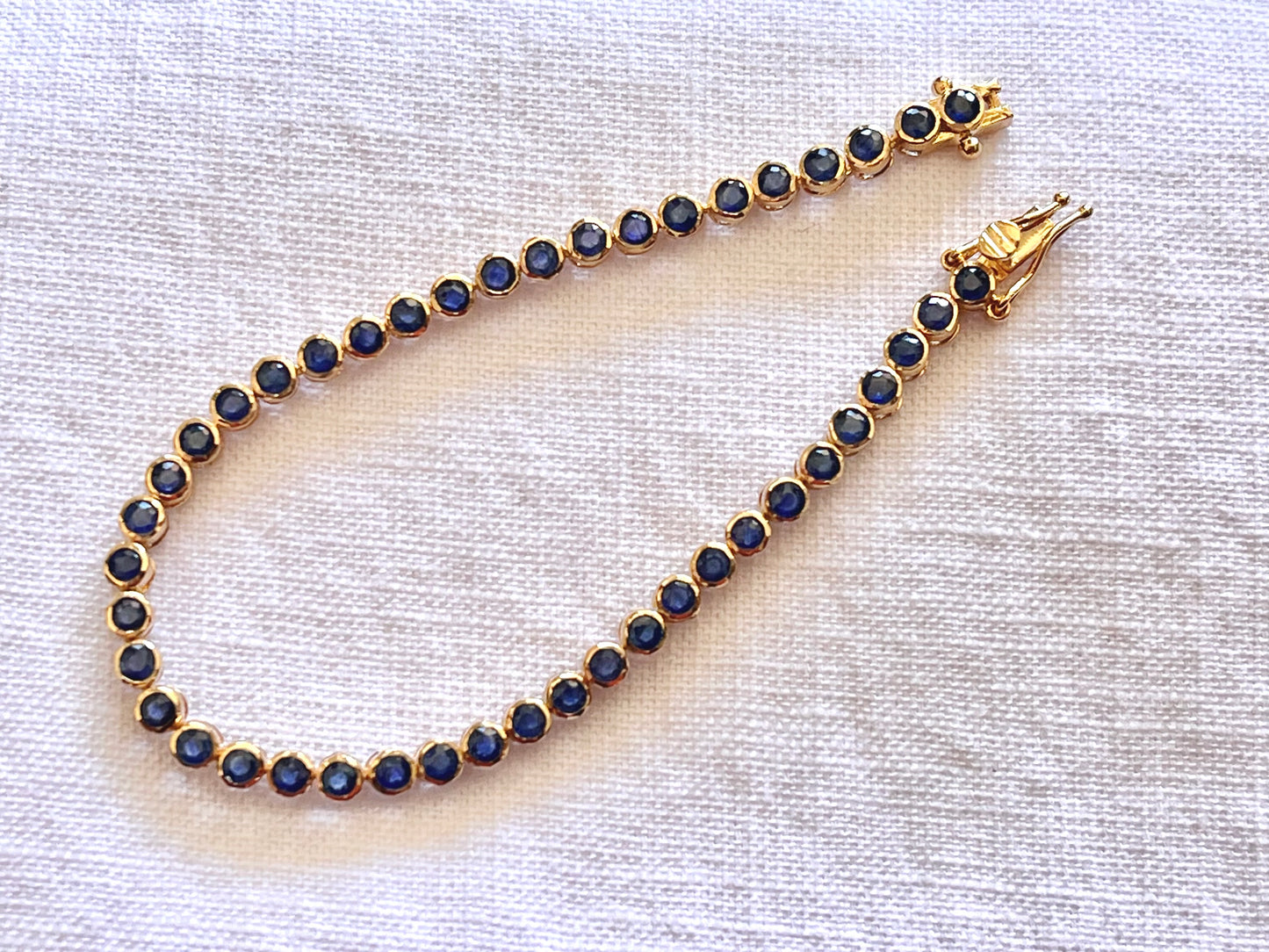 Blue Sapphire Tennis Solid 18K Bracelet