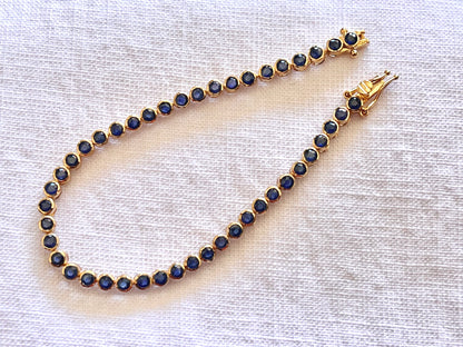 Blue Sapphire Tennis Solid 18K Bracelet