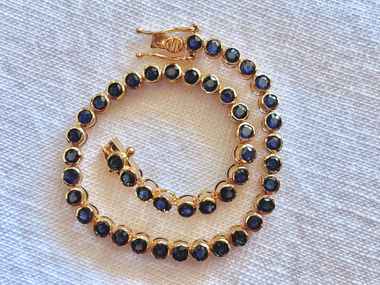 Blue Sapphire Tennis Solid 18K Bracelet