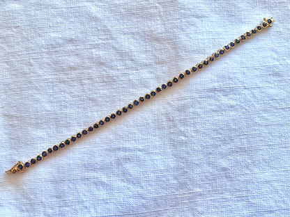 Blue Sapphire Tennis Solid 18K Bracelet