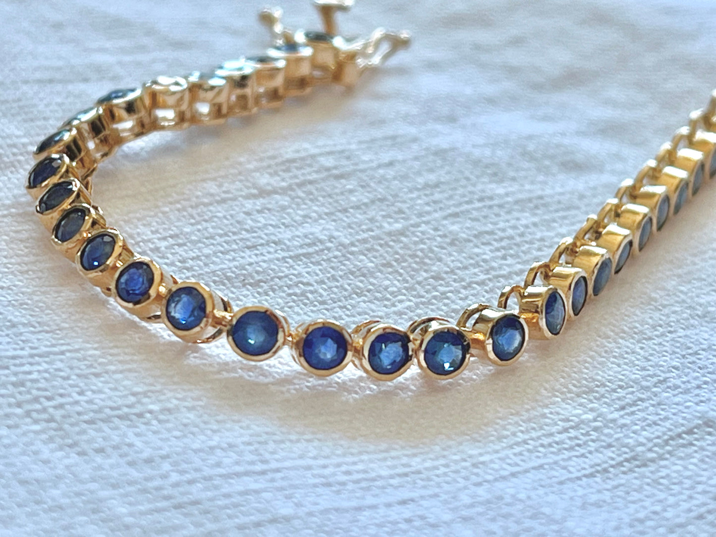 Blue Sapphire Tennis Solid 18K Bracelet