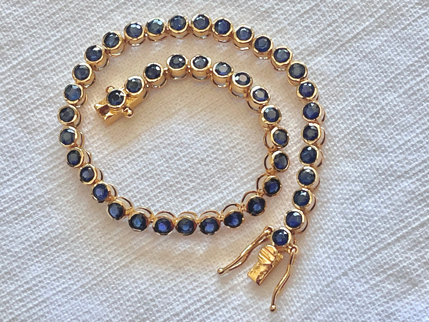 Blue Sapphire Tennis Solid 18K Bracelet