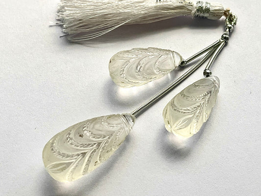 Crystal quartz Cameo carving 3 Piece set
