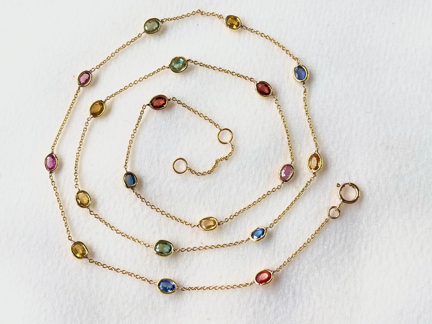 Rainbow sapphire gold necklace 