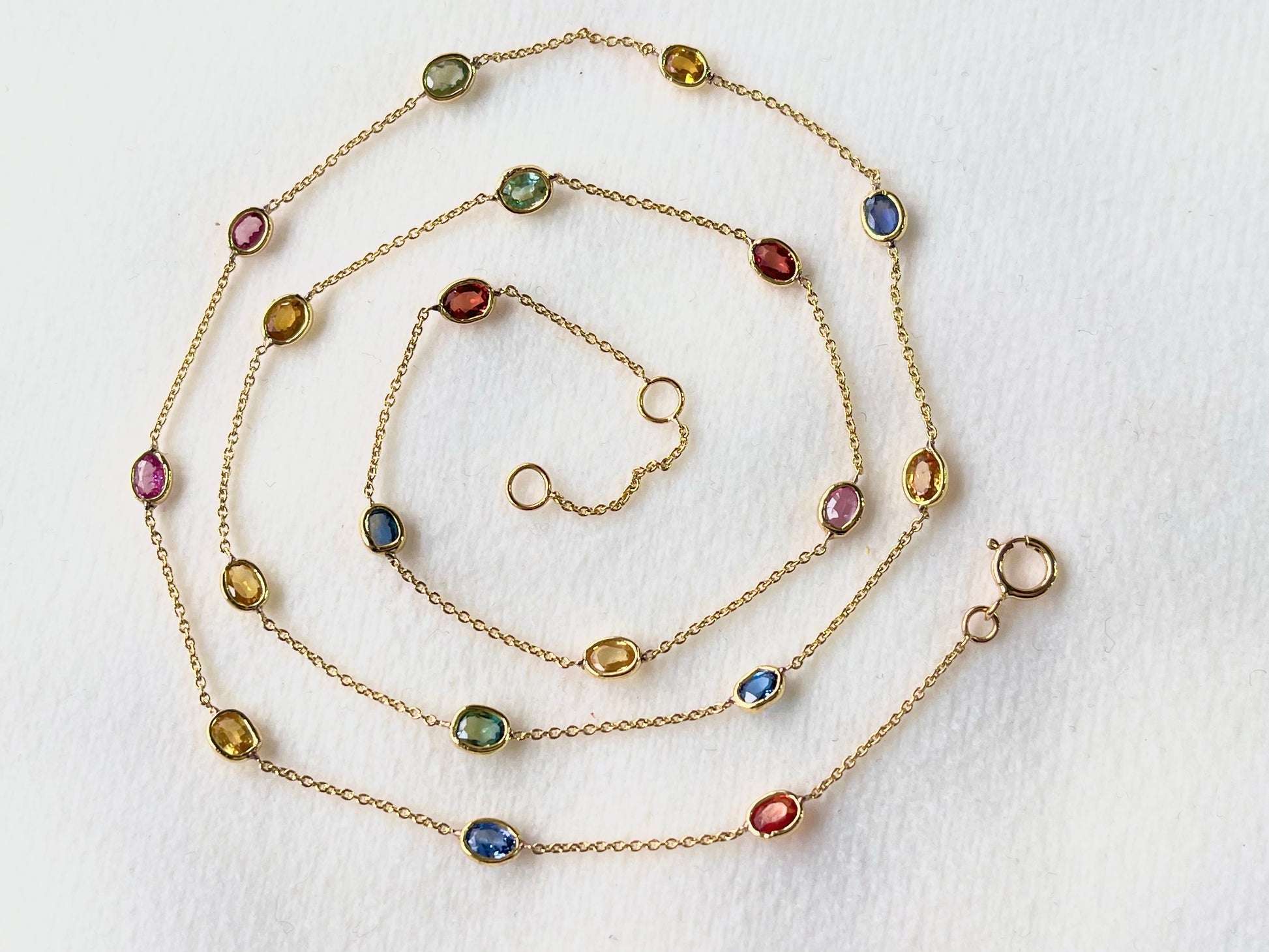 Rainbow sapphire gold necklace 