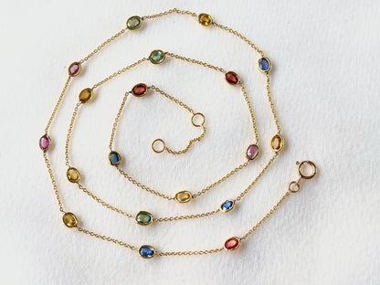 Rainbow sapphire gold necklace 