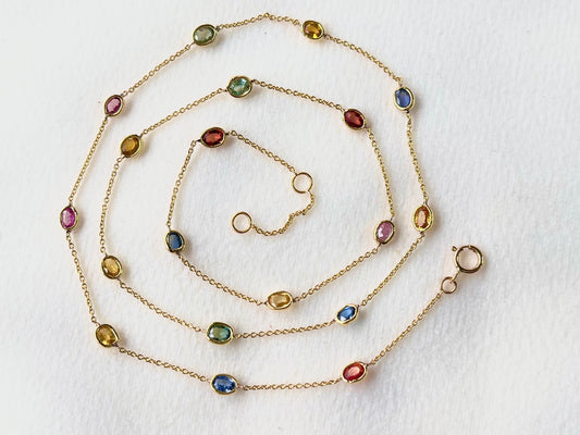Rainbow sapphire gold necklace 