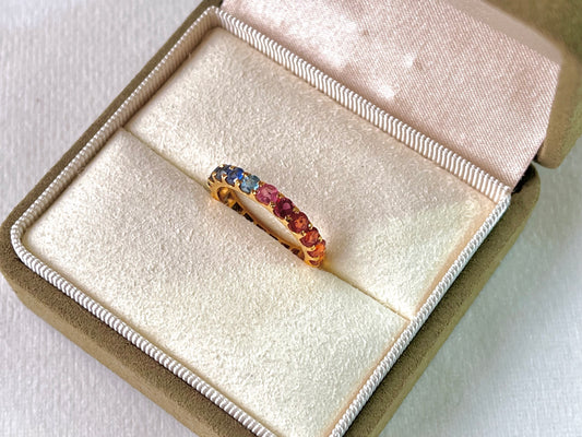 Rainbow Sapphire Gemstone Colourful Eternity Ring