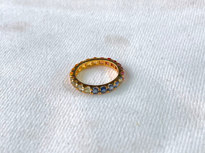 Rainbow Sapphire Gemstone Colourful Eternity Ring