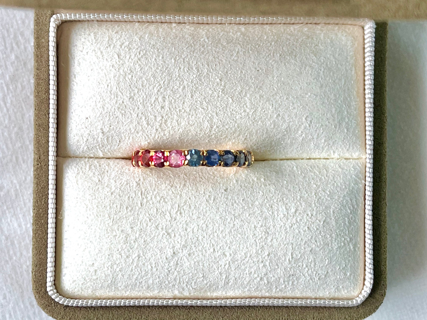 Rainbow Sapphire Gemstone Colourful Eternity Ring