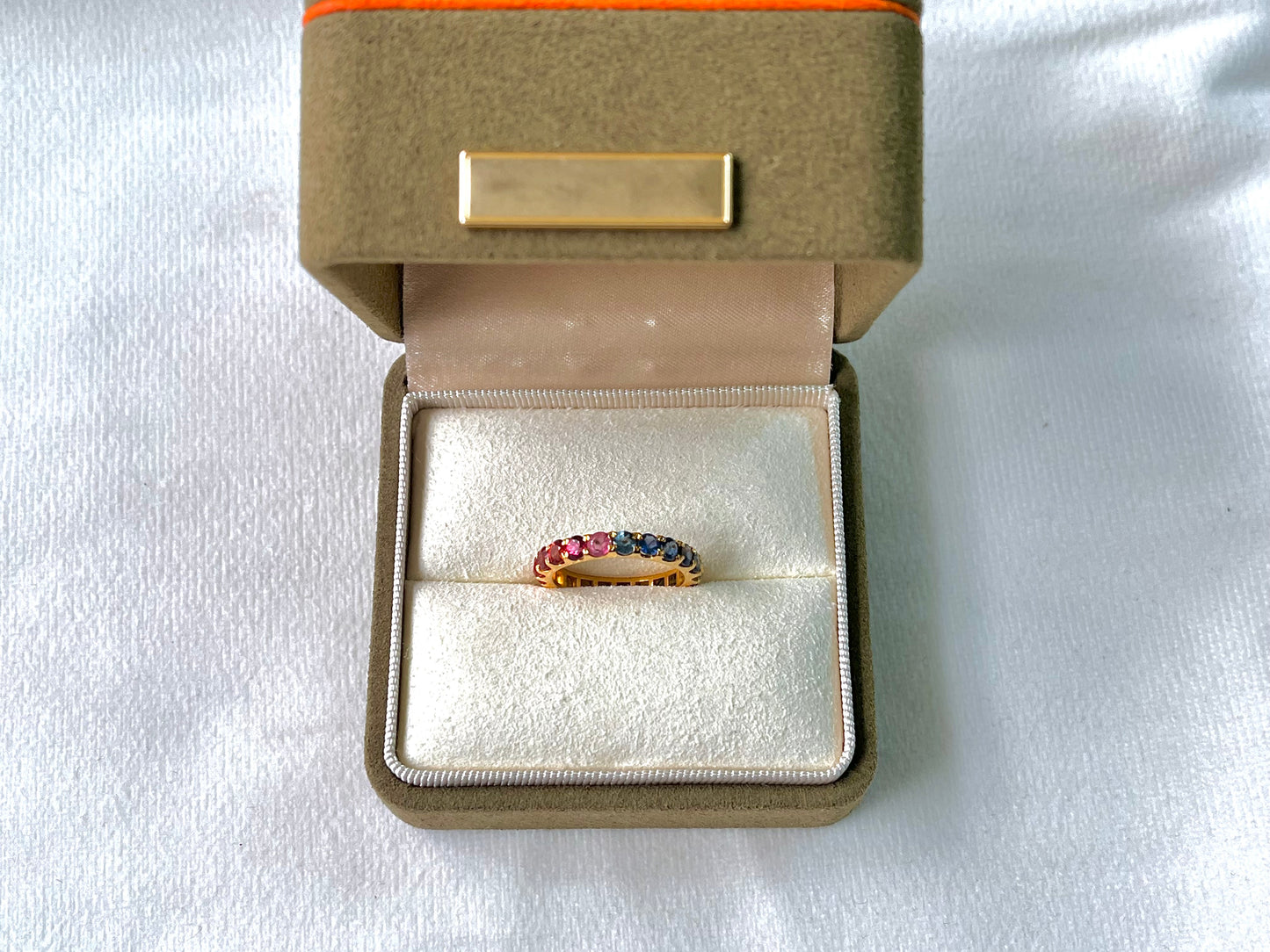 Rainbow Sapphire Gemstone Colourful Eternity Ring