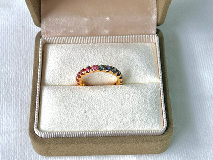 Rainbow Sapphire Gemstone Colourful Eternity Ring