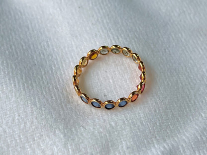 Rainbow Sapphire Gemstone Colourful Eternity Ring