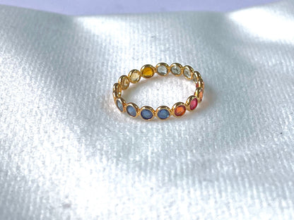 Rainbow Sapphire Gemstone Colourful Eternity Ring
