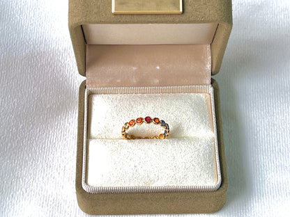 Rainbow Sapphire Gemstone Colourful Eternity Ring