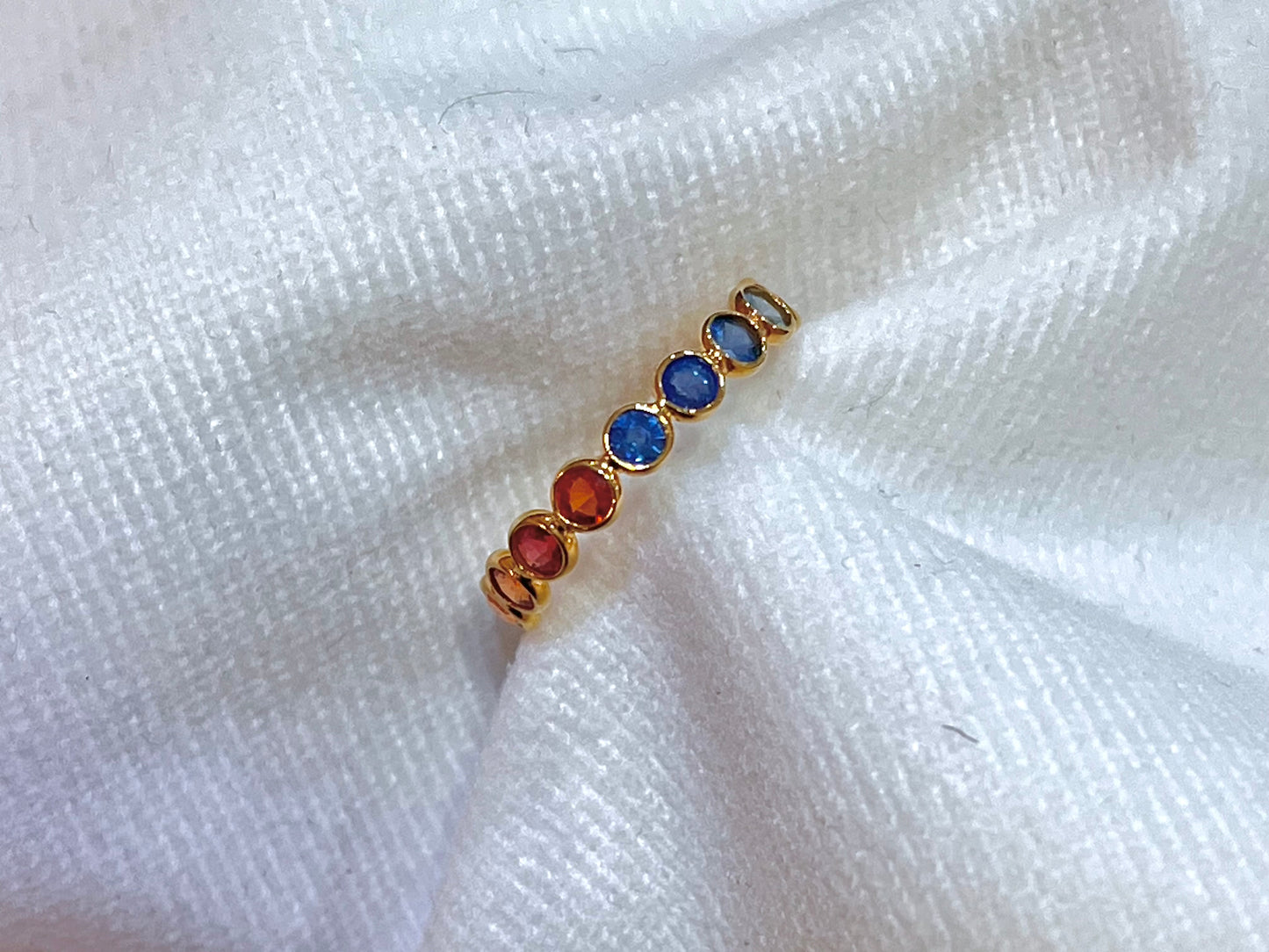 Rainbow Sapphire Gemstone Colourful Eternity Ring
