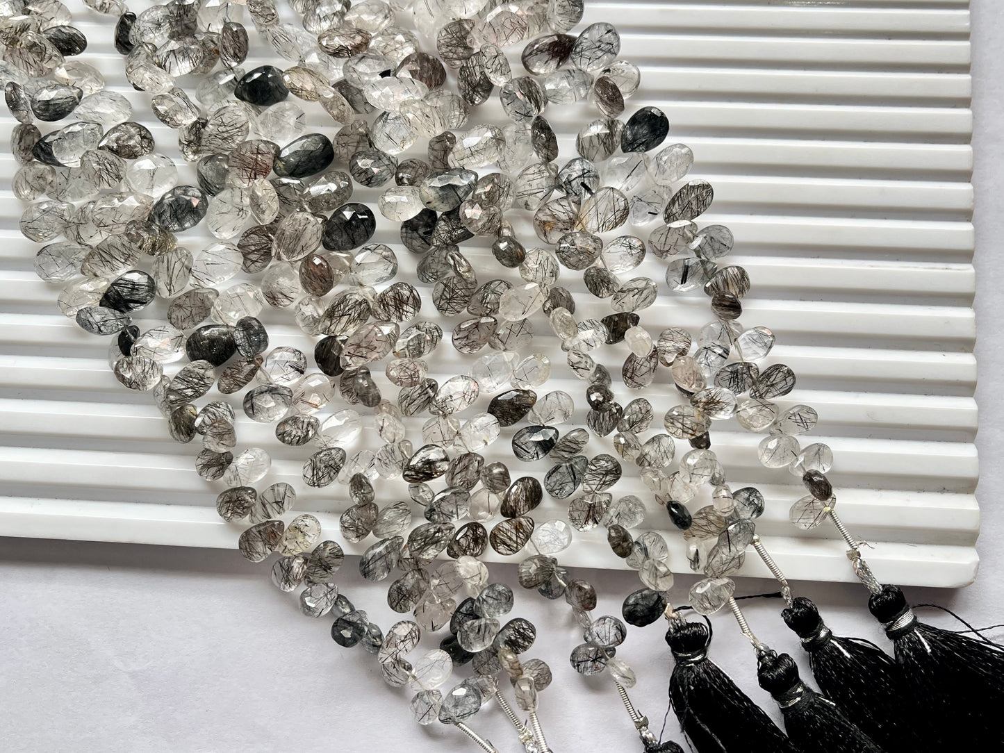 Black rutile briolette beads