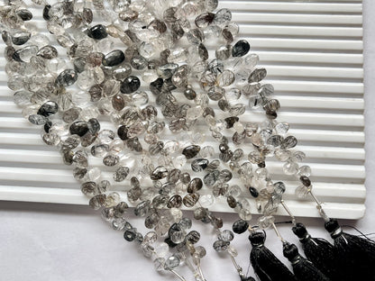 Black rutile briolette beads