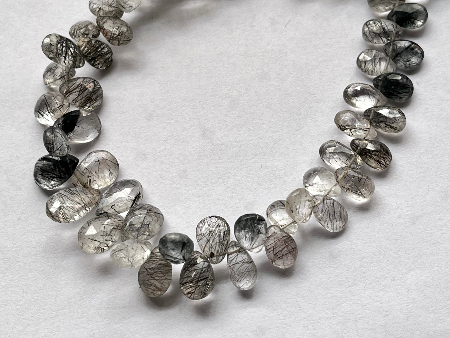 Black Rutile Faceted Pear Briolette Beads