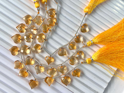 Citrine Heart cut briolette beads