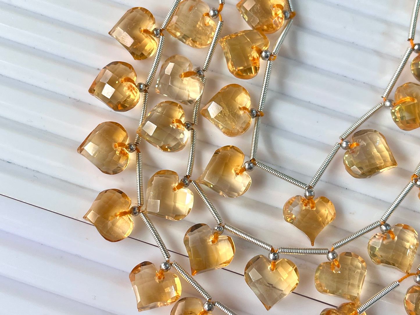 Citrine Heart cut briolette beads