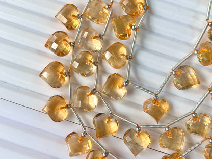 Citrine Heart cut briolette beads
