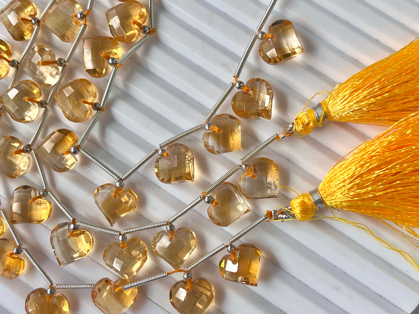 Citrine Heart cut briolette beads