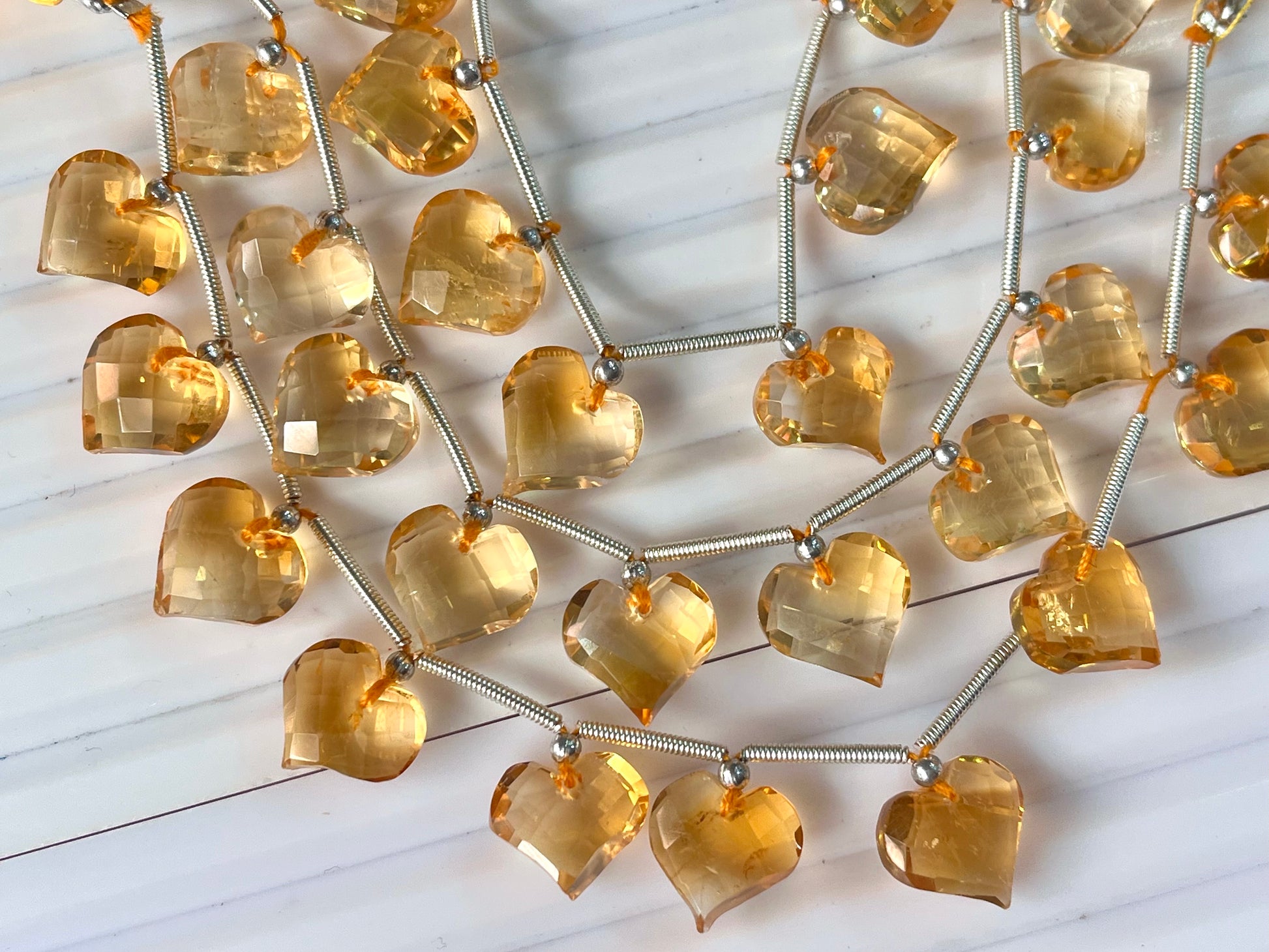 Citrine Heart briolette beads