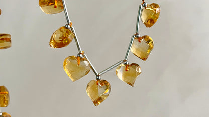 Citrine Heart cut briolette beads