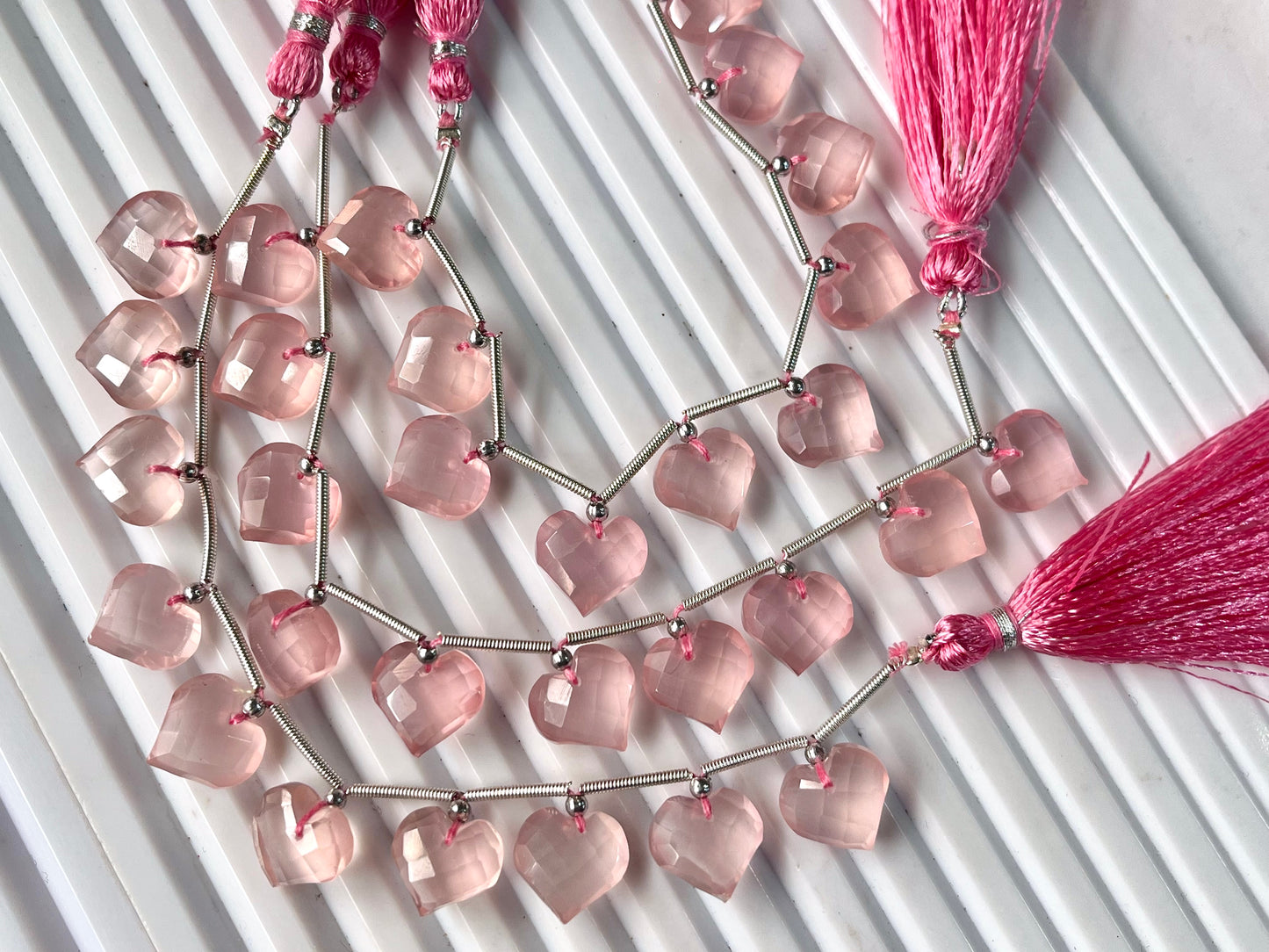 Rose Quartz Heart cut briolette beads