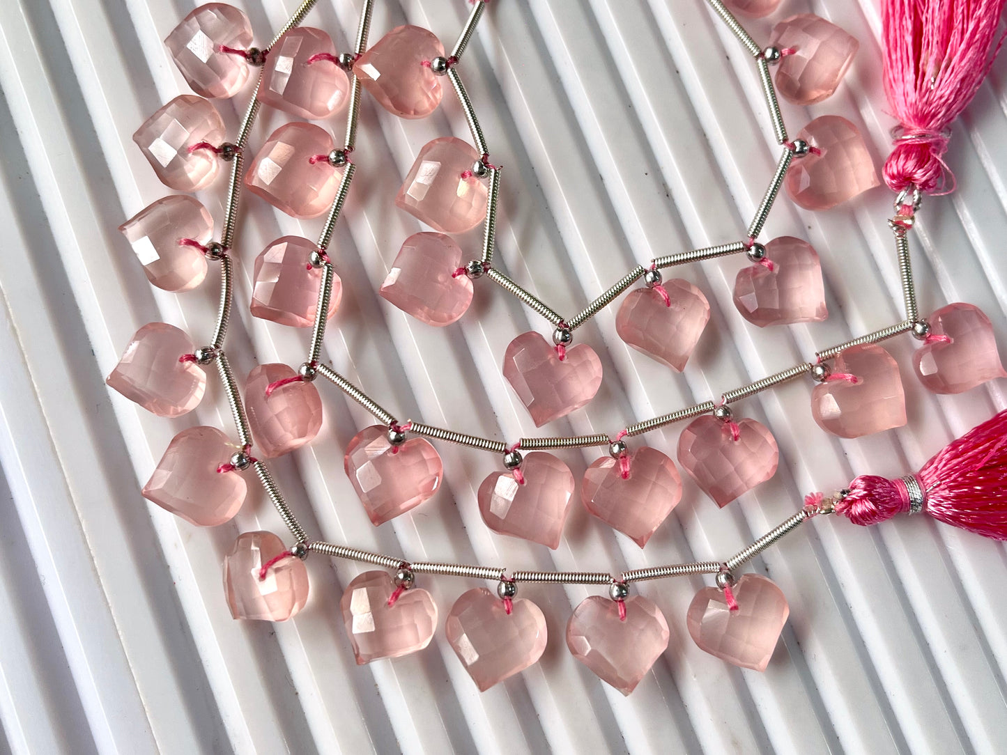 Rose Quartz Heart cut briolette beads