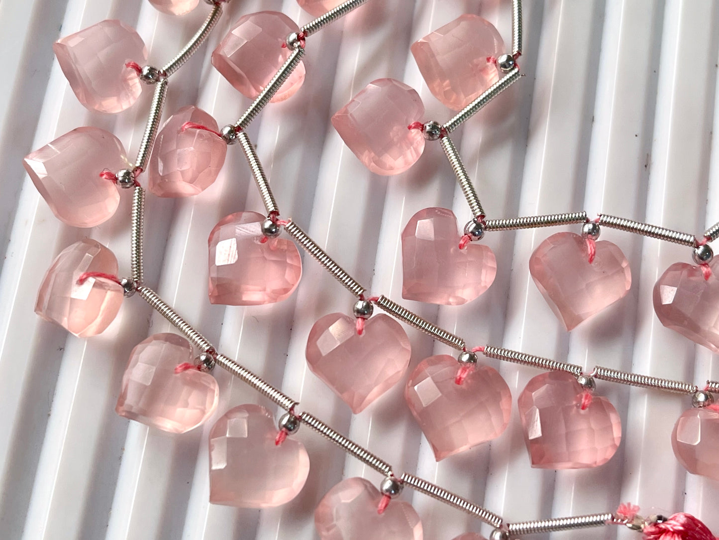 Rose quartz Heart briolette beads