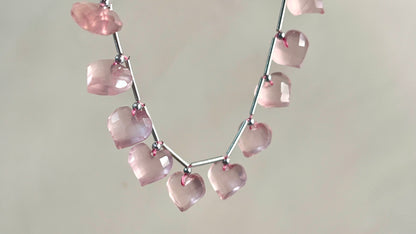 Rose Quartz Heart cut briolette beads