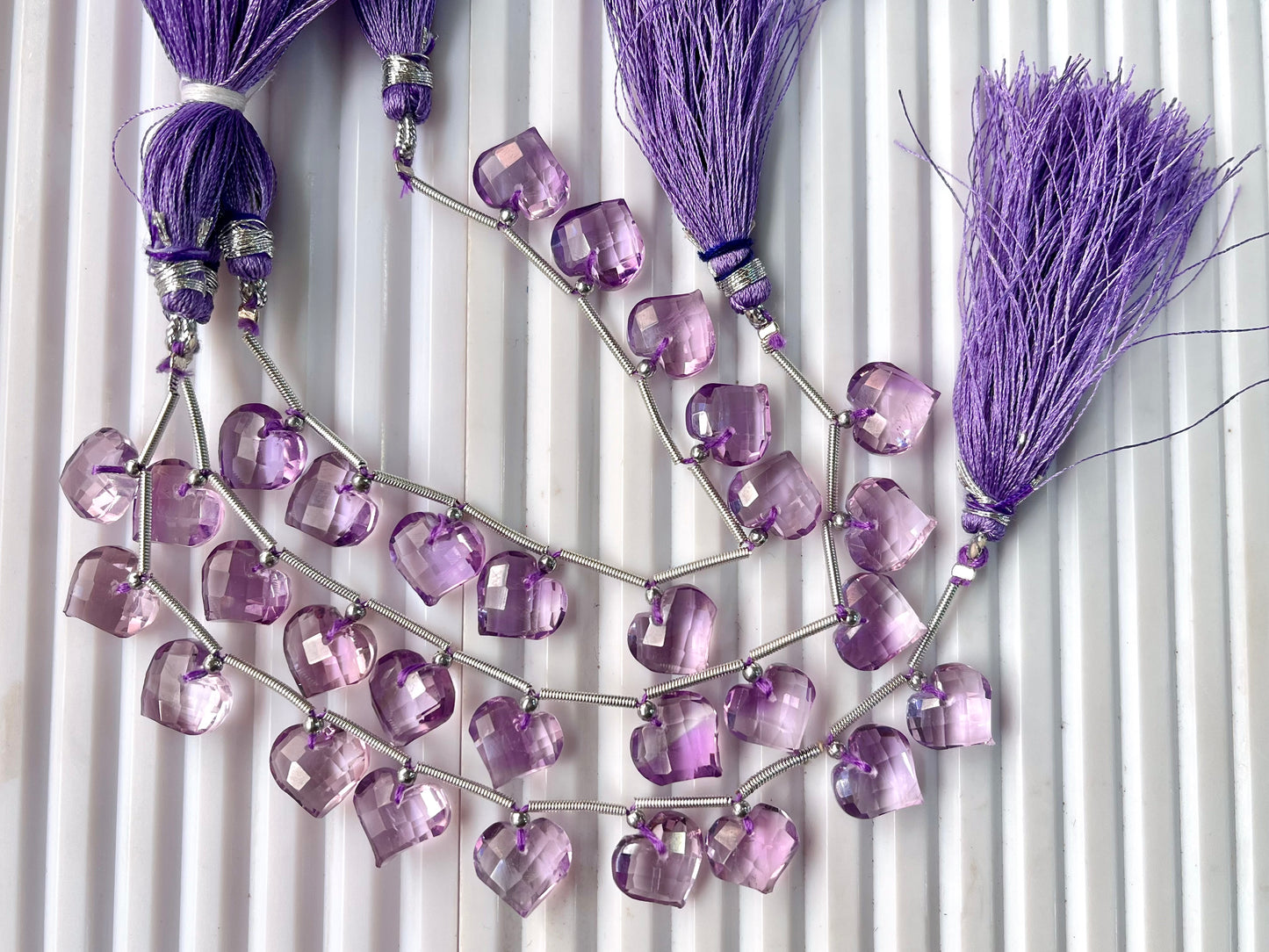 Pink Amethyst Heart cut briolette beads