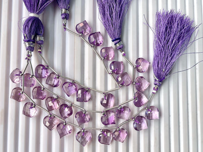 Pink Amethyst Heart cut briolette beads