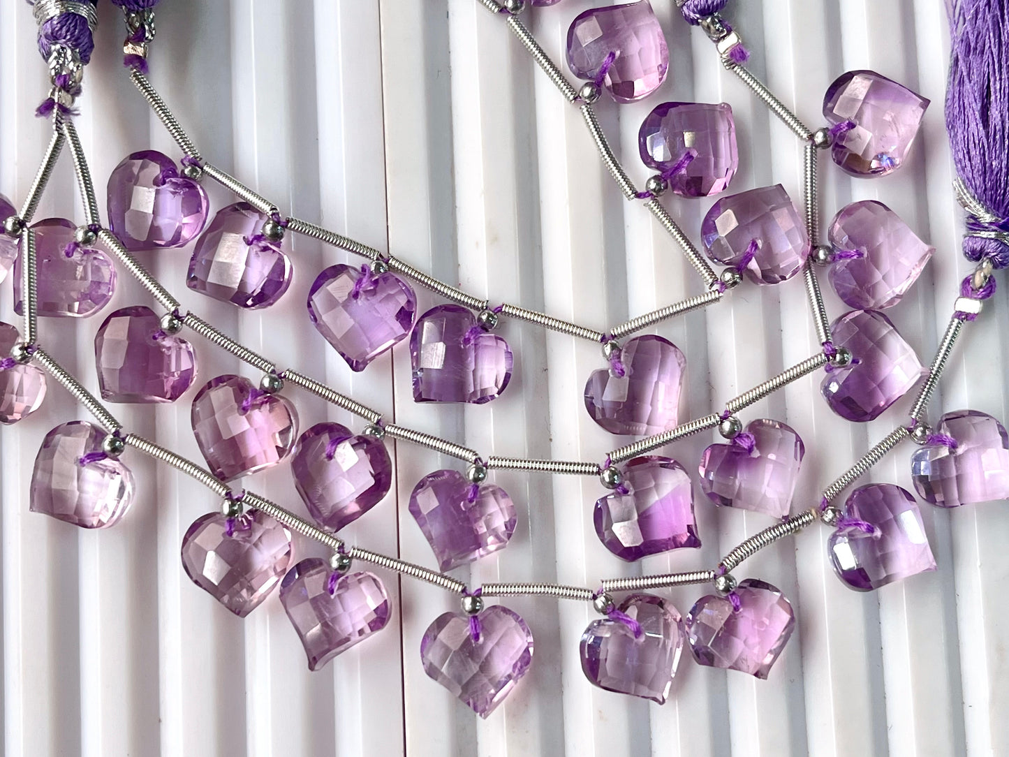 Pink Amethyst Heart cut briolette beads