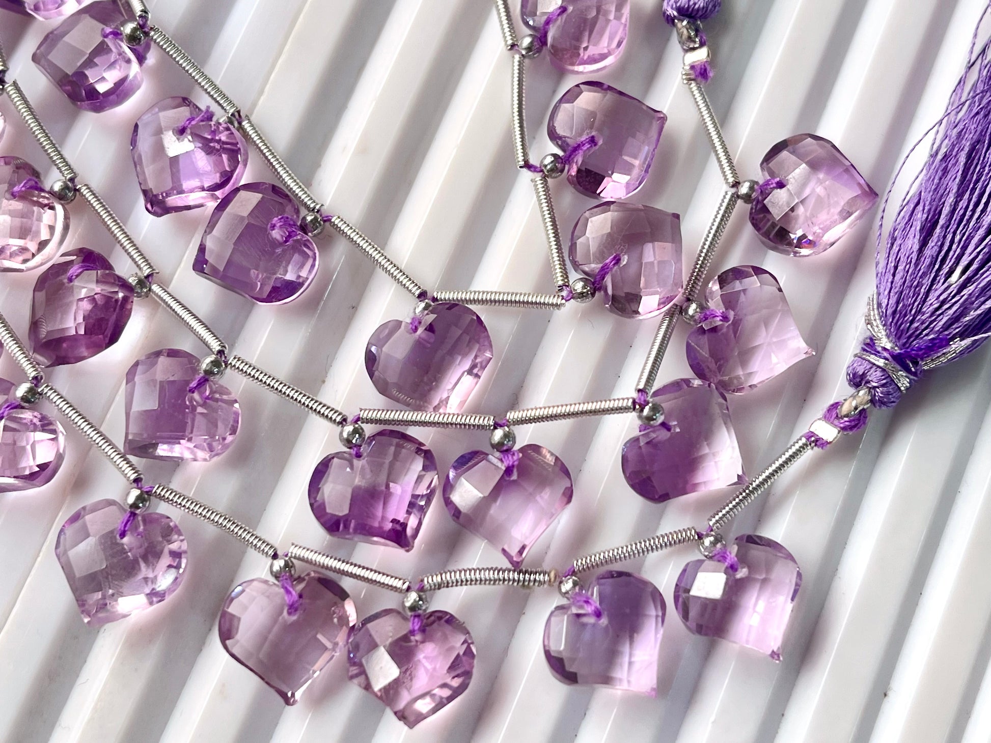 Pink Amethyst heart briolette
