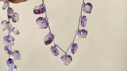 Pink Amethyst Heart cut briolette beads