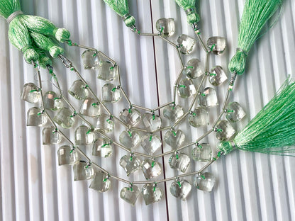 Green Amethyst Heart cut briolette beads