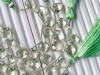 Green Amethyst Heart cut briolette beads