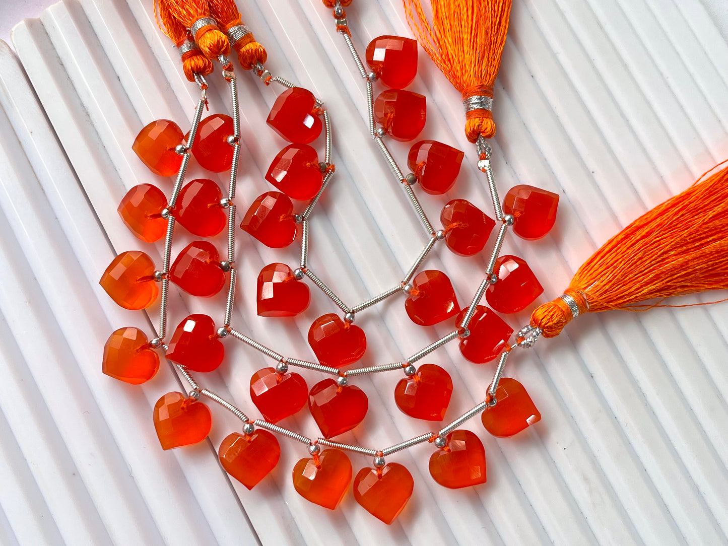 Carnelian Heart cut briolette beads