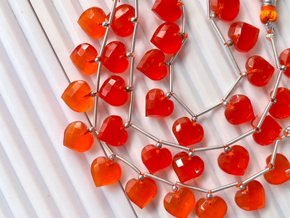 Carnelian Heart cut briolette beads