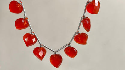 Carnelian Heart cut briolette beads