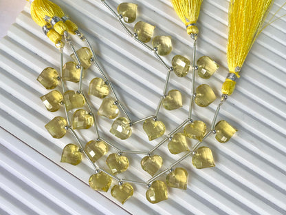 Lemon Quartz Heart cut briolette beads