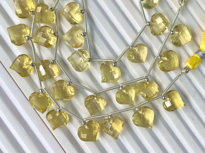 Lemon Quartz Heart cut briolette beads