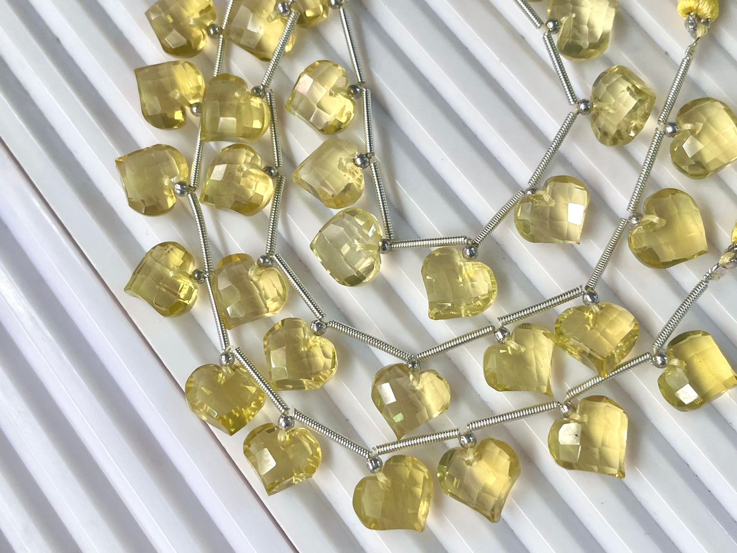 Lemon Quartz Heart cut briolette beads